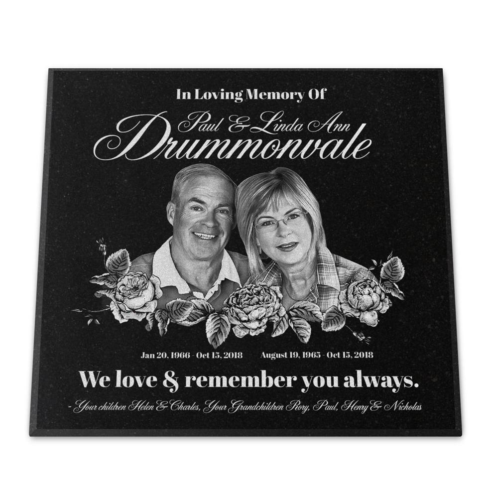 Photo of 12x12x¾" Granite Grave Marker, Temporary or Permanent, Personalized