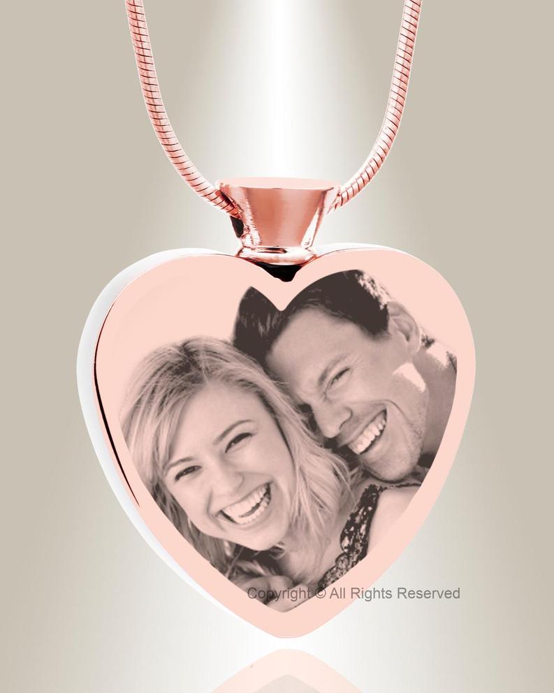 Photo of Cremation Heart Photo Engraved-Silver