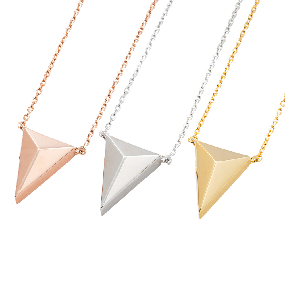 Photo of Pyramid Cremation Necklace - Gold, Silver, Rose Gold